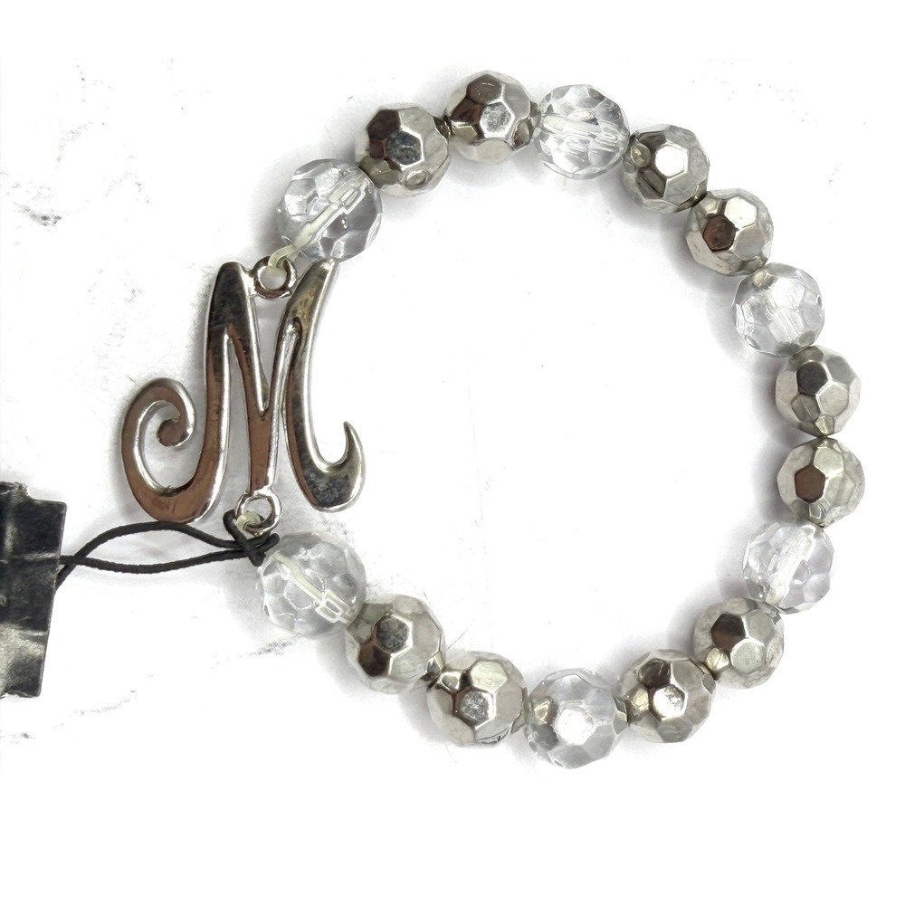 Cookie Lee Personalized‎ “M" Initial Bead Bracelet Stretch NWT 7"